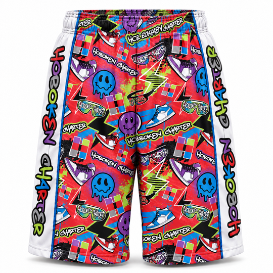Boys & Mens Hoboken Charter Splatter Graffiti Short - 2 lengths
