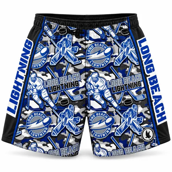 Boys & Mens Long Beach Lightning Hockey Camo Short - 2 lengths