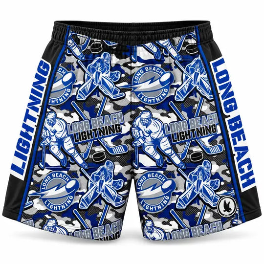 Boys & Mens Long Beach Lightning Hockey Camo Short - 2 lengths
