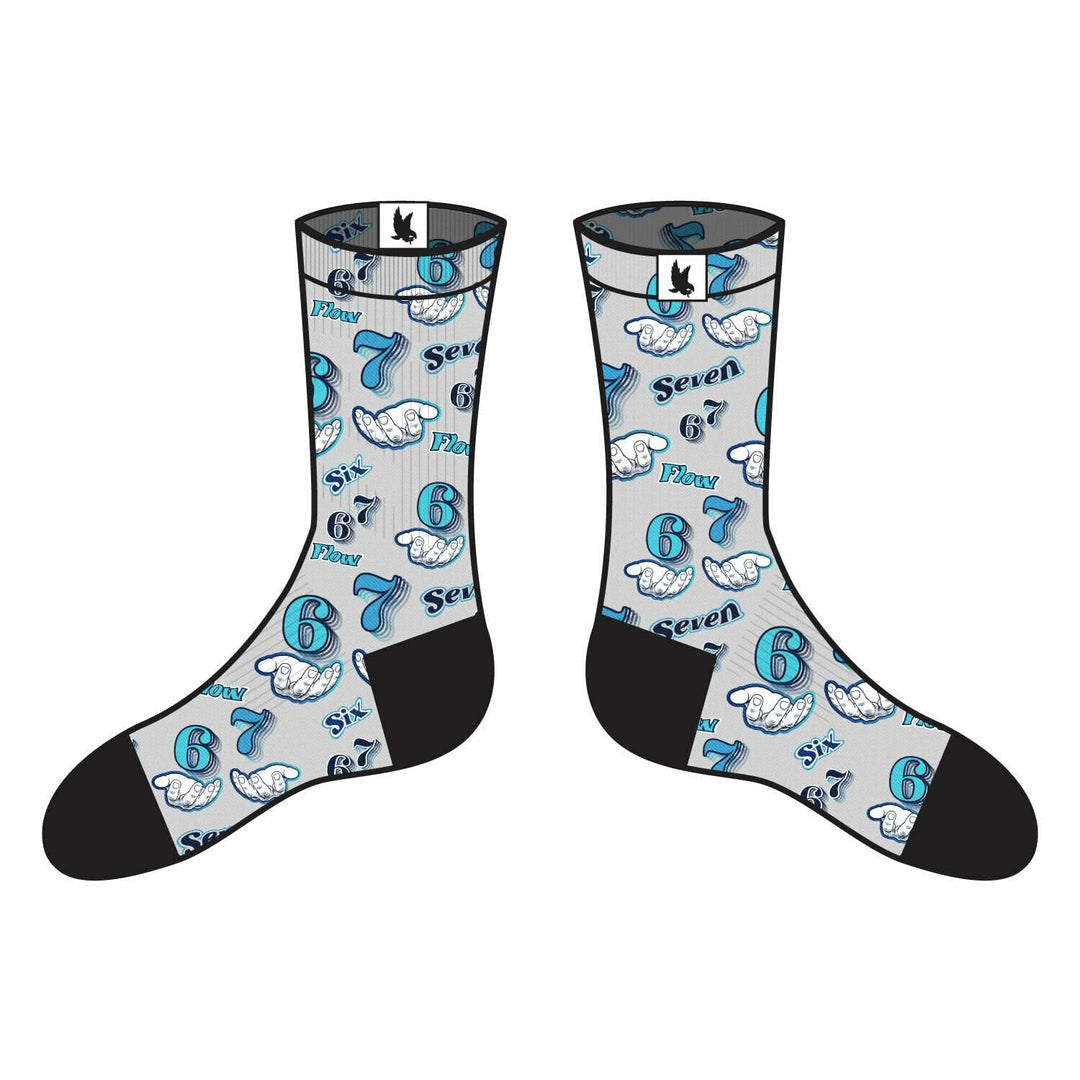 Youth 6 7 Meme Handskake Crew Socks