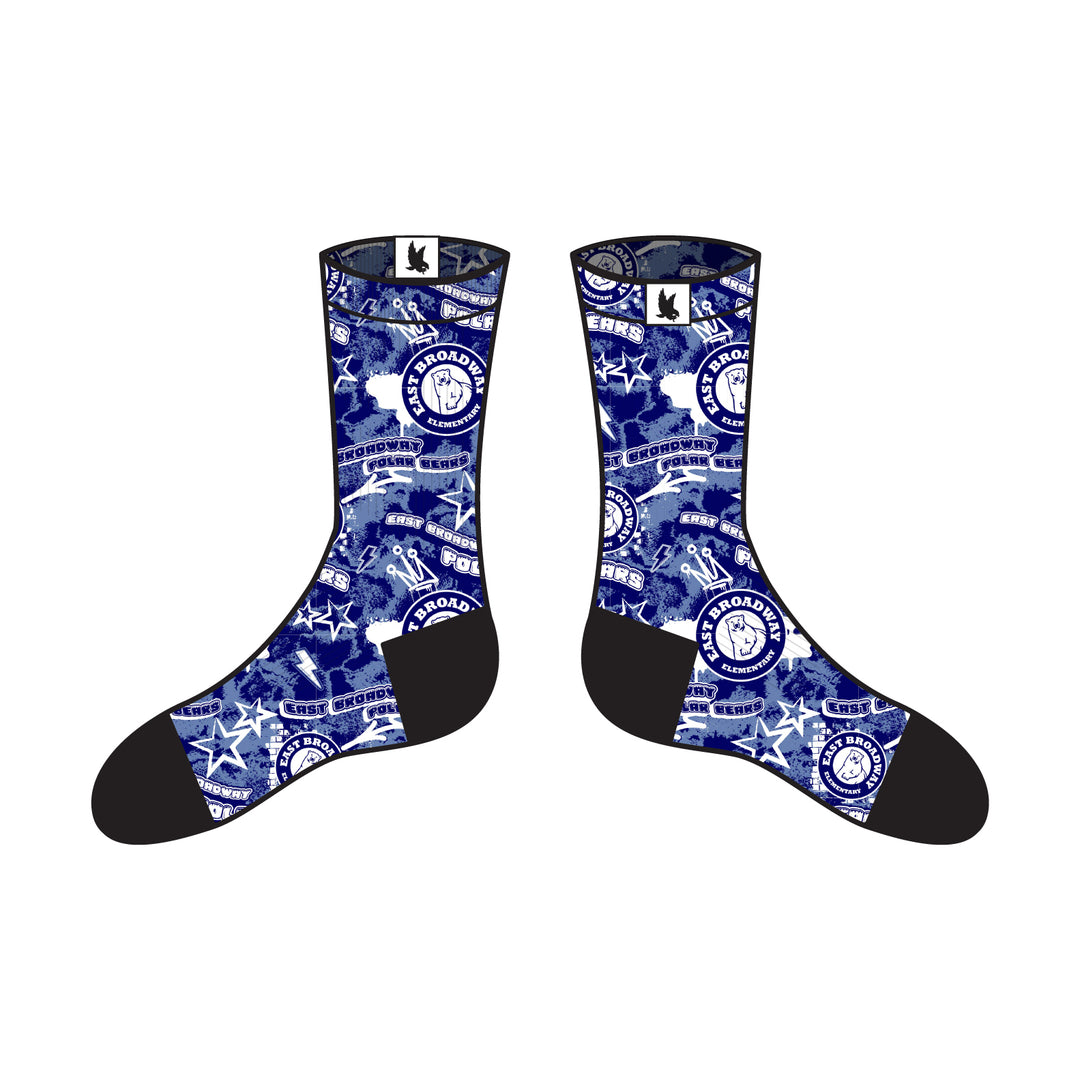 East Broadway Polar Bears Splatter Print Crew Socks