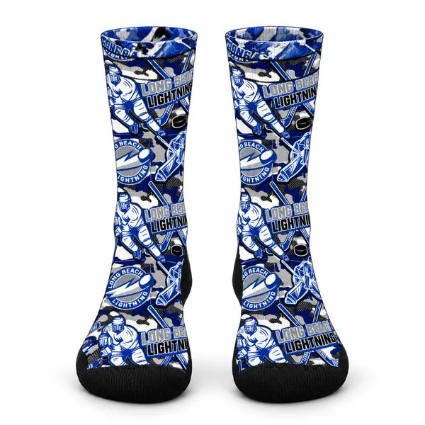 Youth Long Beach Lightning Hockey Camo Crew Socks
