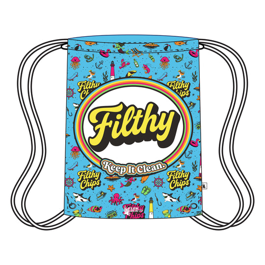 Filthy Chips × Flow Society “Keep It Clean” Drawstring Bag