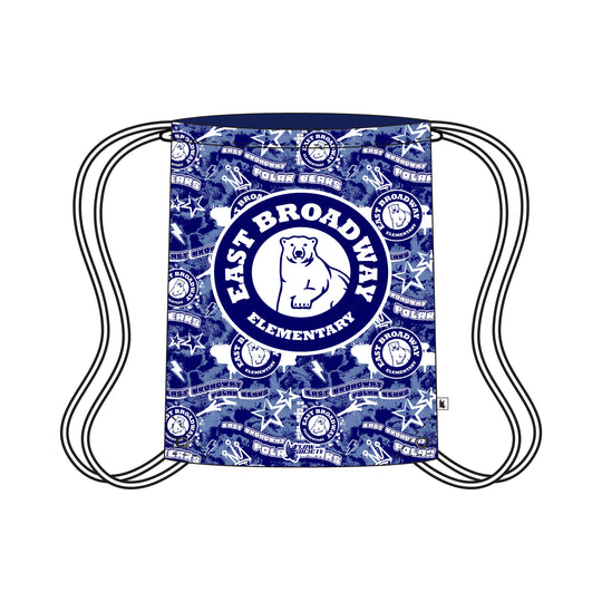 East Broadway Polar Bears Splatter Print Drawstring Bag