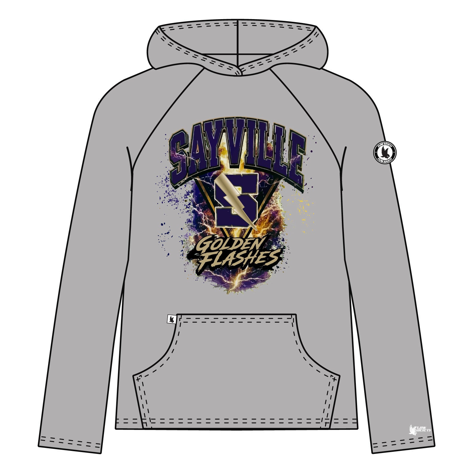 Youth & Adult Sayville Golden Flashes Logo Hoodie - 3 colors!
