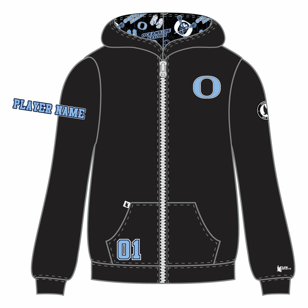 Boys & Mens Oceanside Sailors Lacrosse Zipper Hoodie - 3 colors!