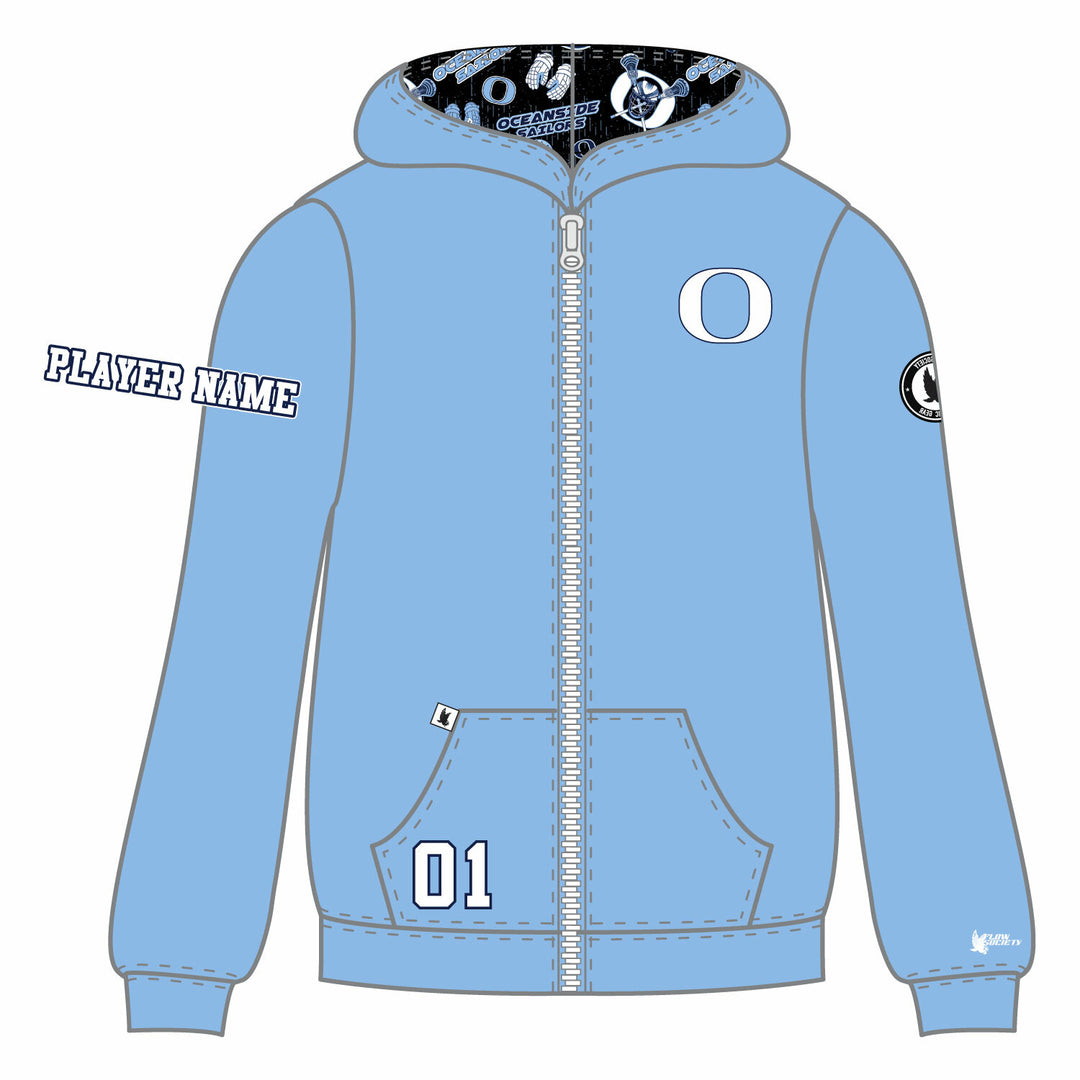 Boys & Mens Oceanside Sailors Lacrosse Zipper Hoodie - 3 colors!