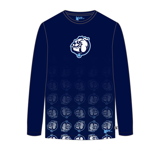 Youth & Adult Mendham Bulldogs Gradient Long Sleeve Navy Tee Shirt