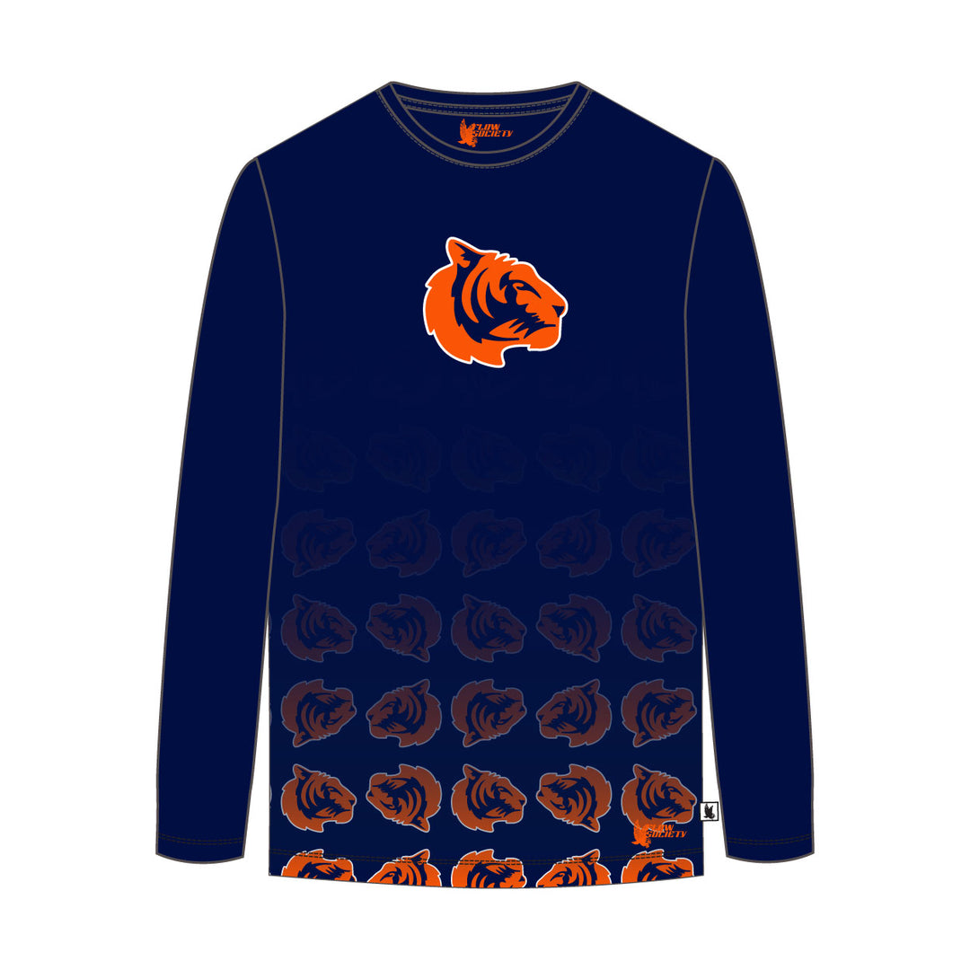Youth & Adult Mendham Tigers Gradient Long Sleeve Navy Tee Shirt