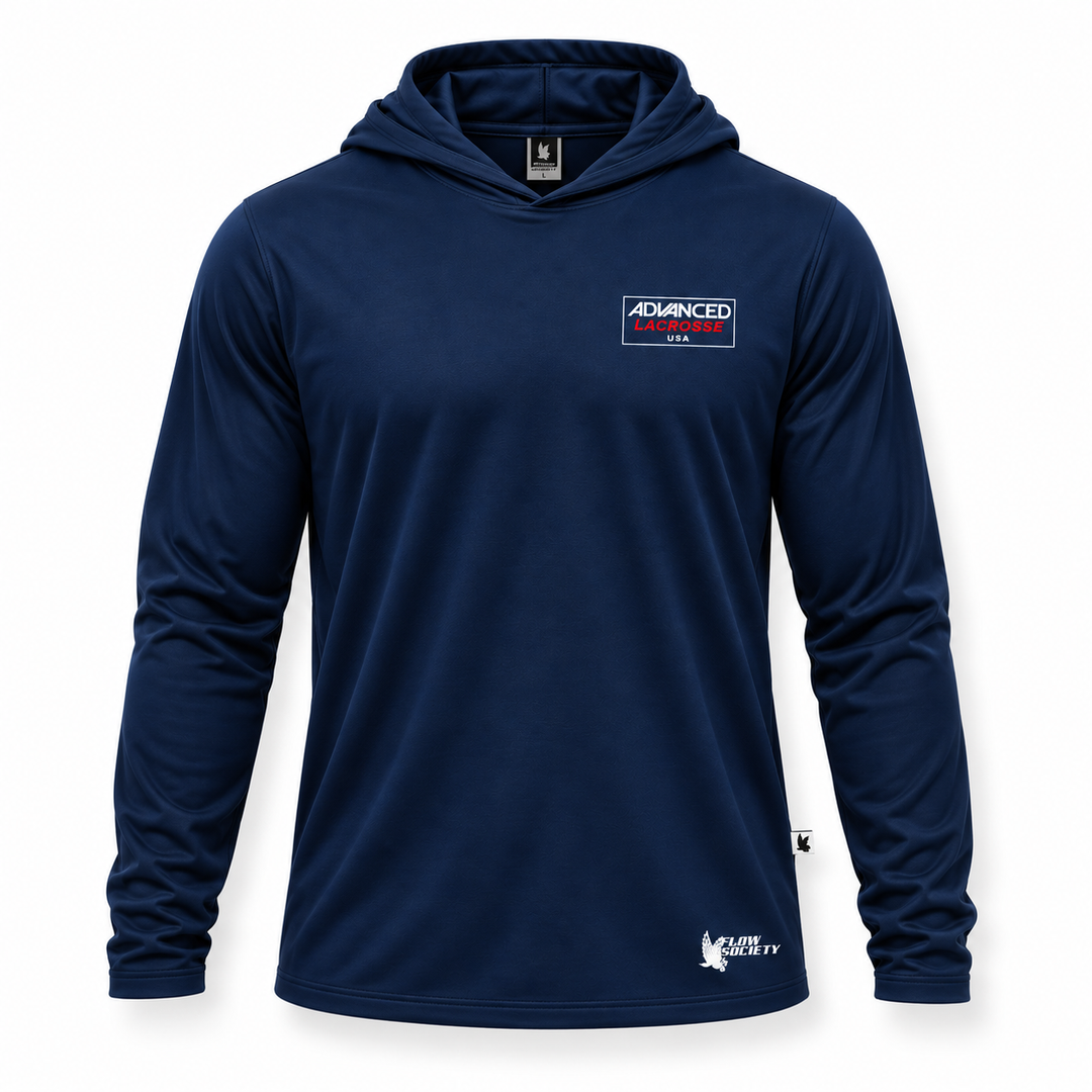 Youth & Adult Advanced Lacrosse Long Sleeved Hooded Tee Shirt - 2 colors