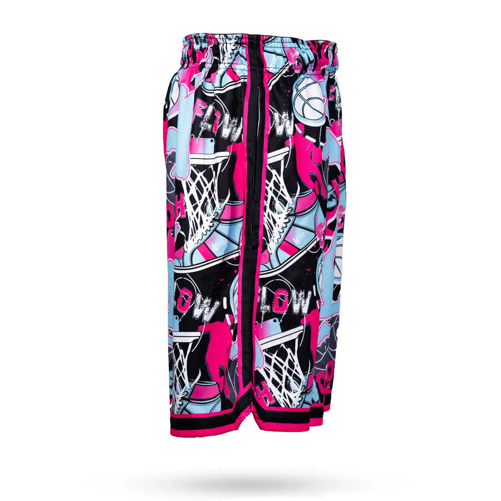 Boys Flow Neon Swoosh Basketball Trim Short