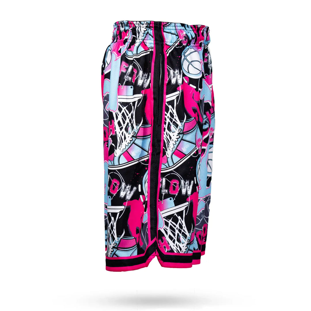 Boys Flow Neon Swoosh Basketball Trim Short