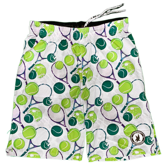 Mens Tennis Flow Print Short 7" White