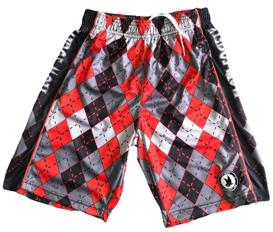 Mens Red & Grey Argyle Attack Short