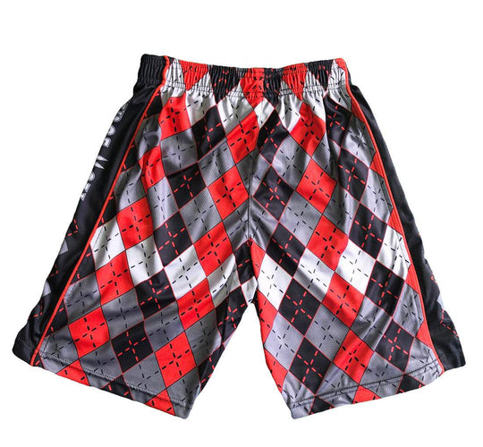 Mens Red & Grey Argyle Attack Short