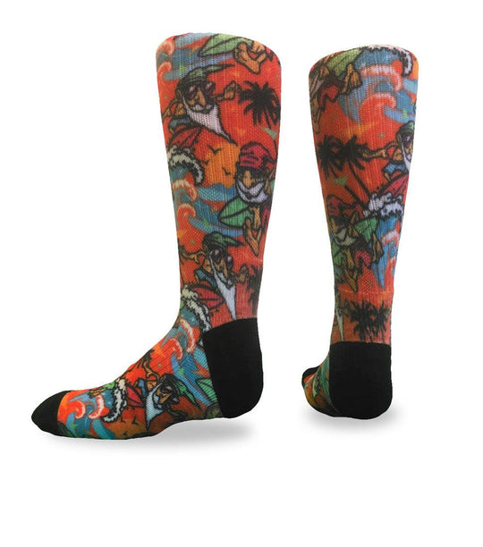 Youth Flow Society Dude Sir Flow Surf Crew Socks Orange